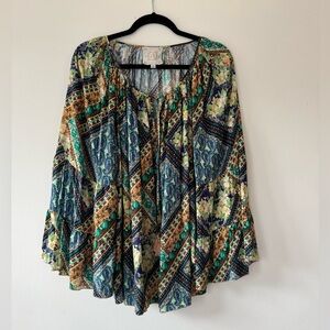 Johnny Was Multicolor Floral Bohemian Blouse